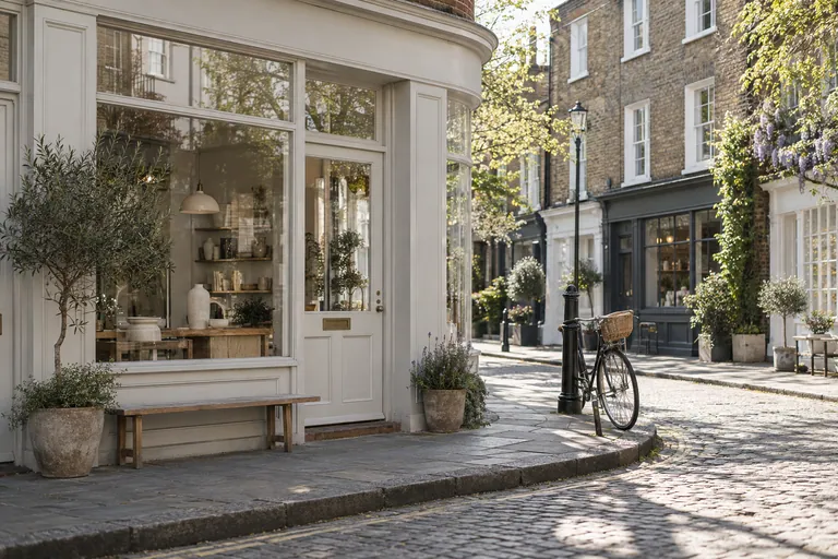An illustrative London neighbourhood with independent shopfronts.